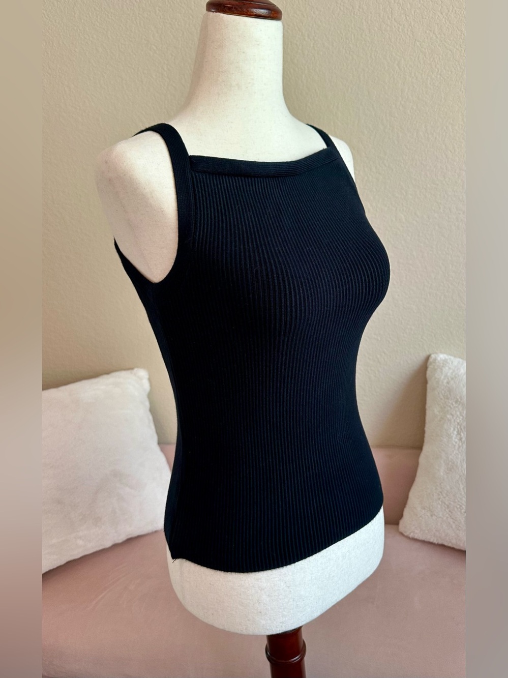 Abercrombie & Fitch Black Ribbed Square Neck Tank Top
